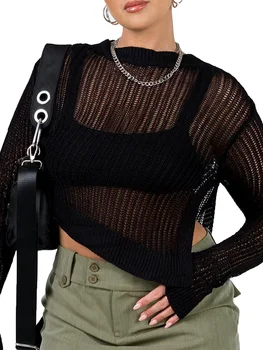 נשים s מנופחים לסרוג סוודר עם איש הקשר פרטים - נוח, אופנתי ארוך שרוול סוודר עבור מזדמנים אופנה אופנת רחוב