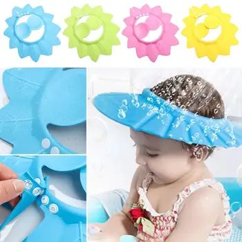 עלים שמפו כובע תינוק אמבט מצחיית הכובע מתכוונן מקלחת תינוק להגן על עין המים-הוכחה Splashguard לשטוף את השיער מגן על התינוק