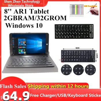 פלאש המכירות 8 אינץ ' עם מקלדת AR1 Windows 10 Tablet PC 2GB+32GB כפול מצלמות 1280 x 800 IPS WIFI Quad Core