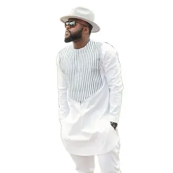 שחור/לבן עם פסים מקסימום של גברים להגדיר הדפסה חולצה+מוצק שאיפה אירועים הלבוש זכר מזדמן חליפות אפריקה מתנות חגיגיות