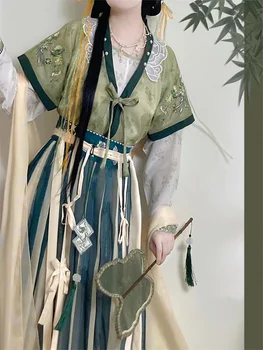 שיפור בסגנון עתיק רקמה השמלה של נשים סתיו החזה דו-כיווני ללבוש האן הסינית ביגוד מתאים