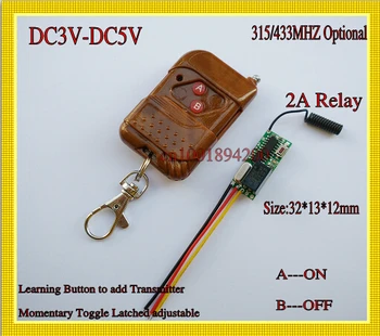 שליטה מרחוק מתגים DC3V 3.6 3.7 V V עבור 4v 4.5 V, 5V מיני מיקרו מקלט ממסר שלט רחוק משדר המנעול לפתוח 2A 315/433