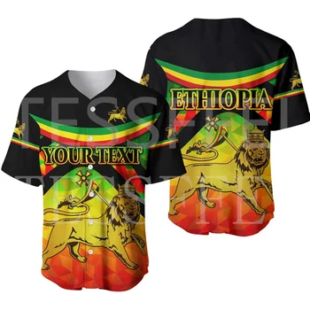 שם מותאם אישית אפריקה מחוז אתיופיה רגאיי קעקוע של אריה 3DPrint הקיץ Harajuku מזדמן הבייסבול ג ' רסי, חולצות עם שרוולים קצרים XA1