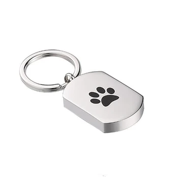 שריפת הכלב כף מחזיק מפתחות כד נירוסטה מפתח טבעת נשים גברים כלב הזיכרון האפר הולדר יכול להיות חרוט