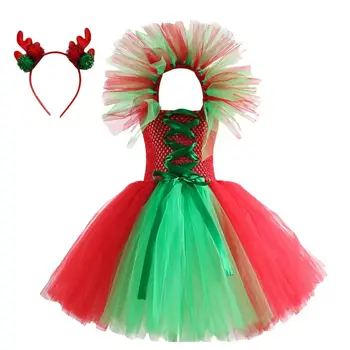 תחרות חג המולד תחרה שמלות ילדה בנות תחרה שמלת נסיכת פעוט רקום תחרה שמלת נסיכת חתונה חג המולד חלק