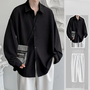 גברים בסגנון סיני חליפה עם שרוולים ארוכים חולצה +מכנסיים לנשימה החולצה שני חלקים סט הסתיו מזדמנים ספורט חליפה 2023 V27