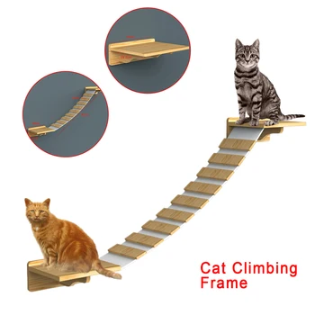 קיר מעץ מלא חתול מטפס מסגרת תלייה פלטפורמה חתלתולה קפיצה סולם טיפוס מגרד קשר חתול גשר להגדיר